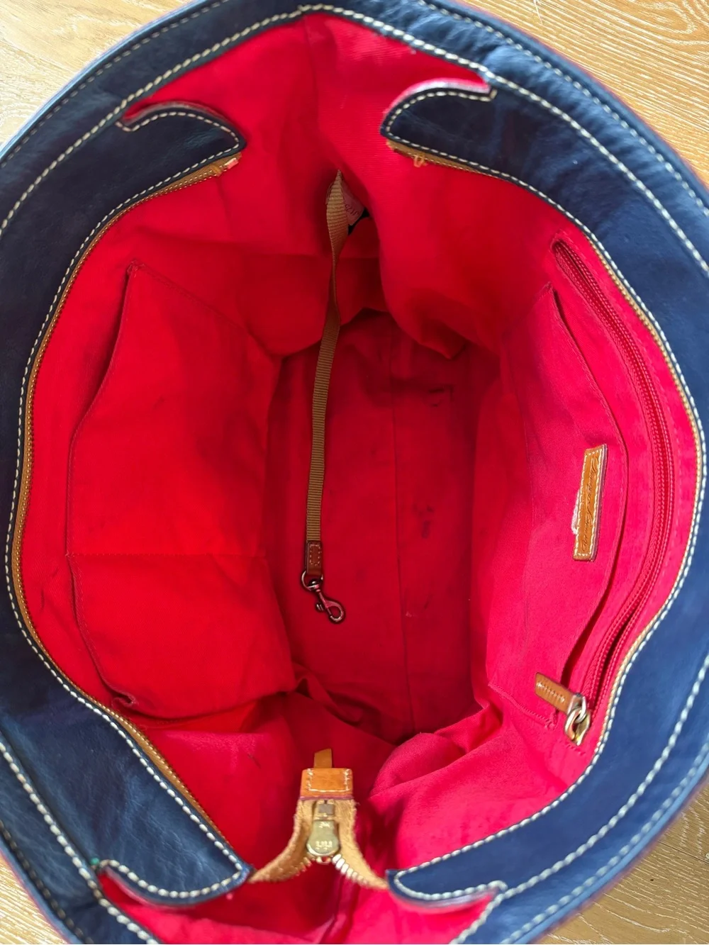 Dooney & Bourke Navy Blue Leather Lexington Shopper Tote Shoulder Bag